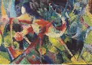 Franz Marc Deer in flower garden oil